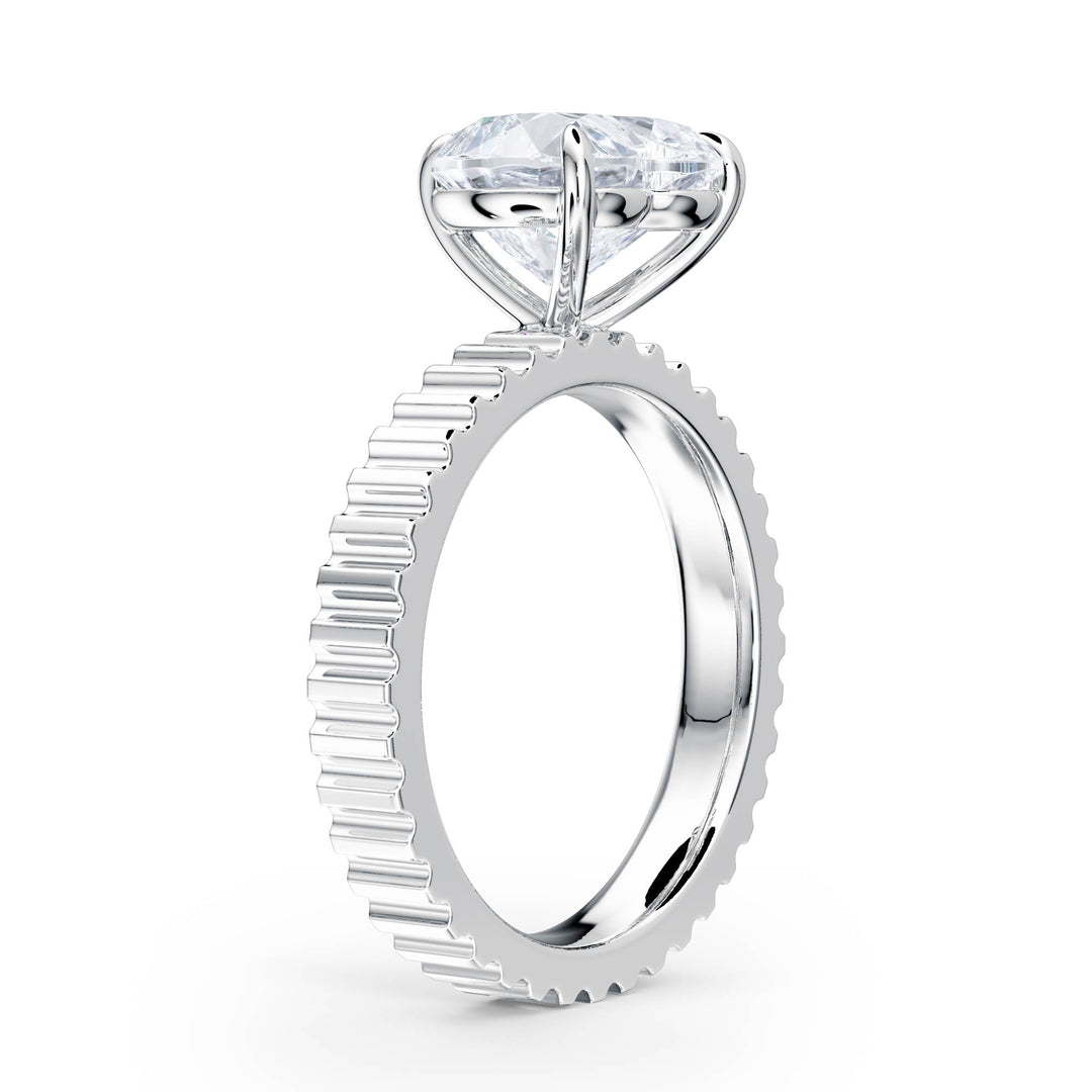 Fluted Band Heart Diamond Engagement Ring - R1212 in Ring by 18 KARATS INC.