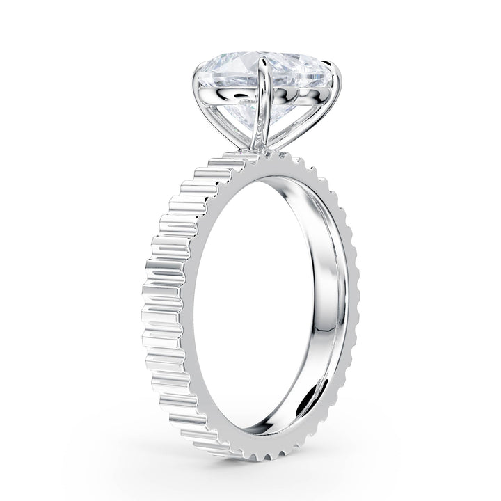 Fluted Band Heart Diamond Engagement Ring - R1212 in Ring by 18 KARATS INC.