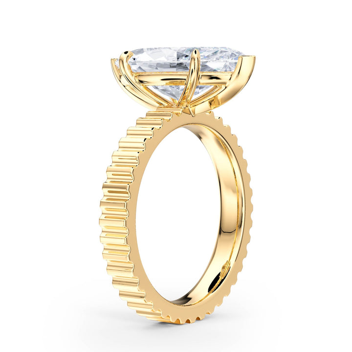 Fluted Band Marquise Diamond Engagement Ring - R1211 in Ring by 18 KARATS INC.