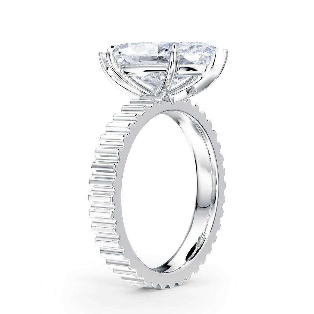 Fluted Band Marquise Diamond Engagement Ring - R1211 in Ring by 18 KARATS INC.