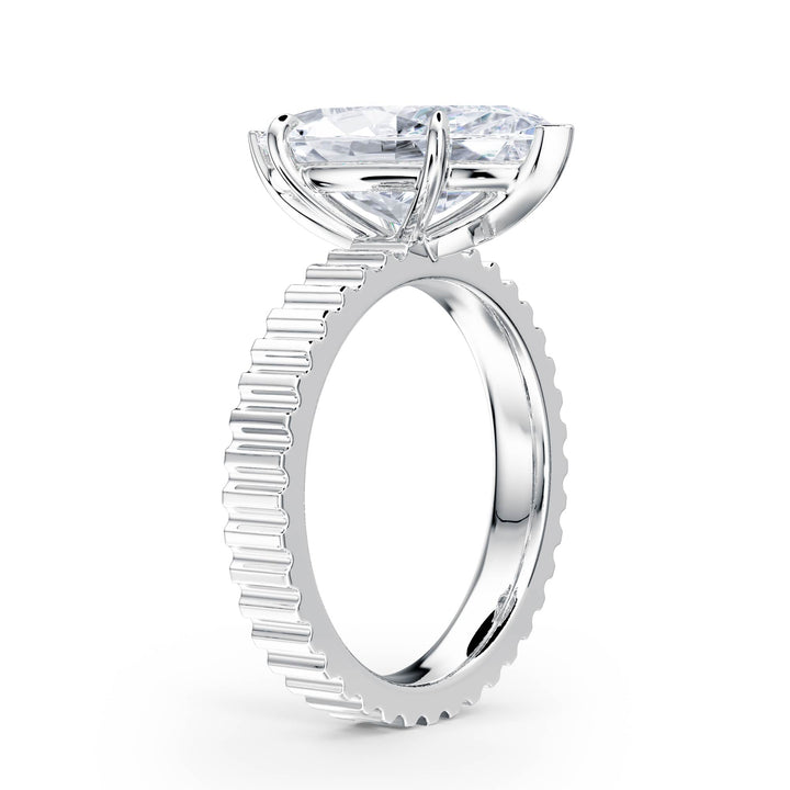Fluted Band Marquise Diamond Engagement Ring - R1211 in Ring by 18 KARATS INC.