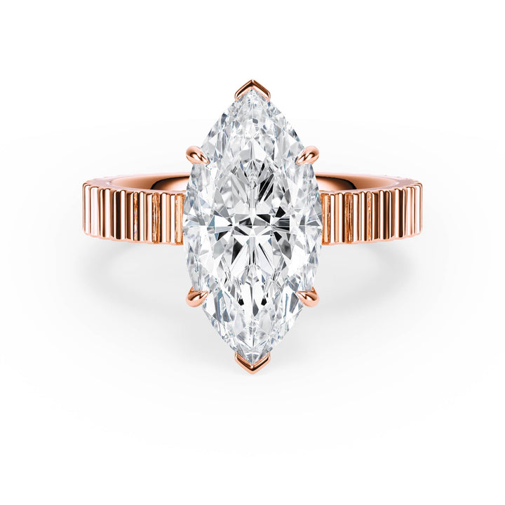 Fluted Band Marquise Diamond Engagement Ring - R1211 in Ring by 18 KARATS INC.