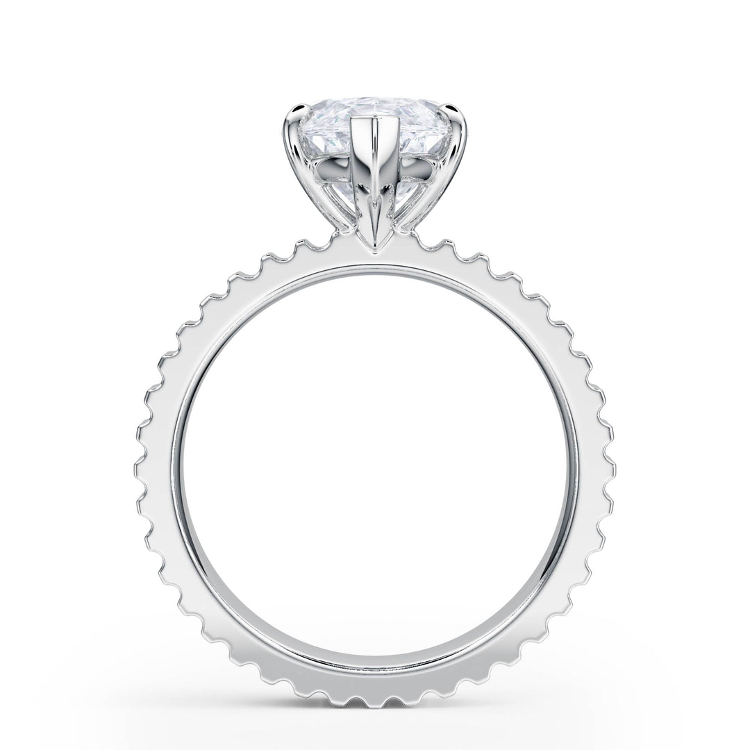 Fluted Band Marquise Diamond Engagement Ring - R1211 in Ring by 18 KARATS INC.