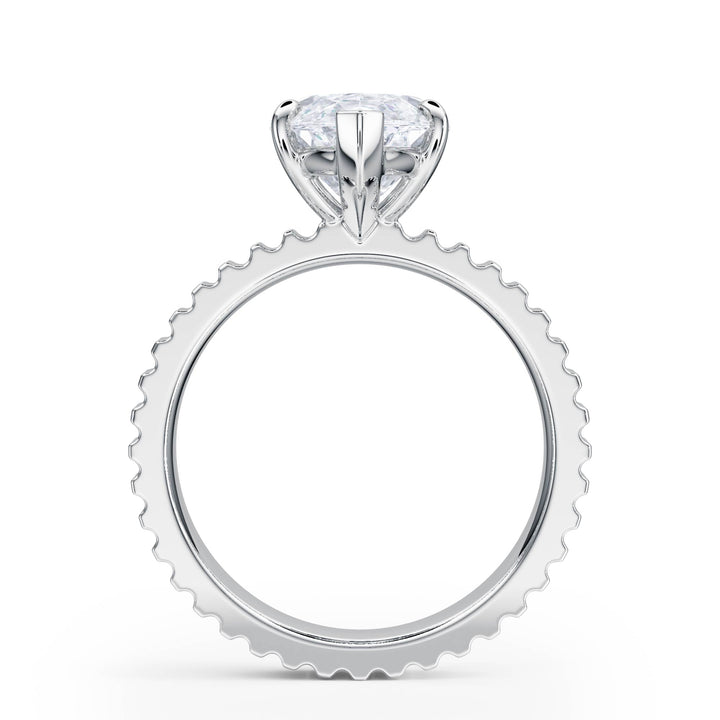 Fluted Band Marquise Diamond Engagement Ring - R1211 in Ring by 18 KARATS INC.