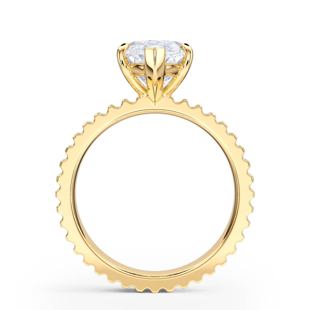 Fluted Band Marquise Diamond Engagement Ring - R1211 in Ring by 18 KARATS INC.