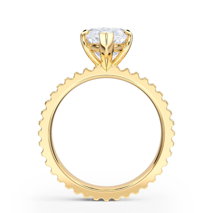 Fluted Band Marquise Diamond Engagement Ring - R1211 in Ring by 18 KARATS INC.