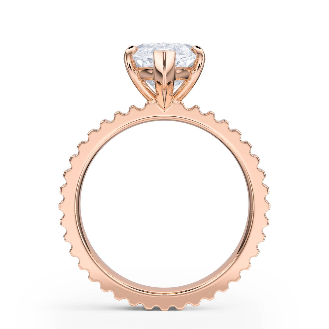 Fluted Band Marquise Diamond Engagement Ring - R1211 in Ring by 18 KARATS INC.