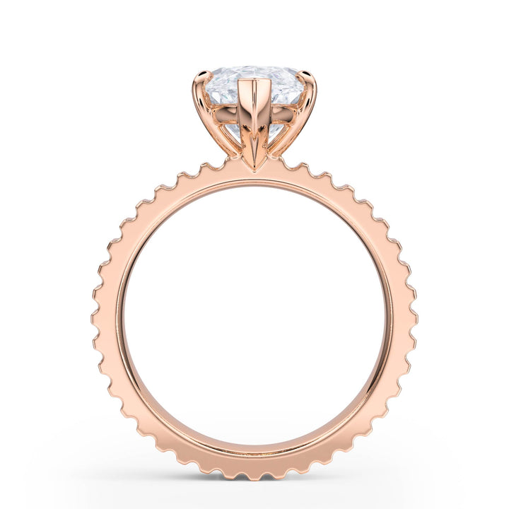 Fluted Band Marquise Diamond Engagement Ring - R1211 in Ring by 18 KARATS INC.
