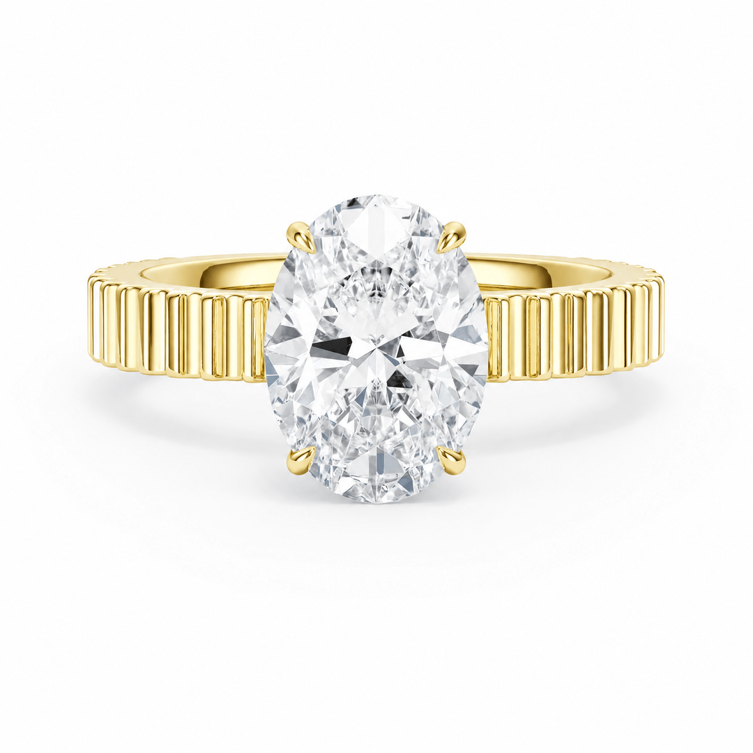 Fluted Band Oval Diamond Engagement Ring in Ring by 18 KARATS INC.