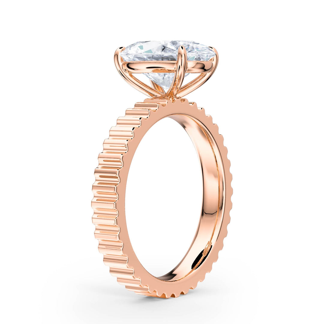 Fluted Band Oval Diamond Engagement Ring - R1210 in Ring by 18 KARATS INC.