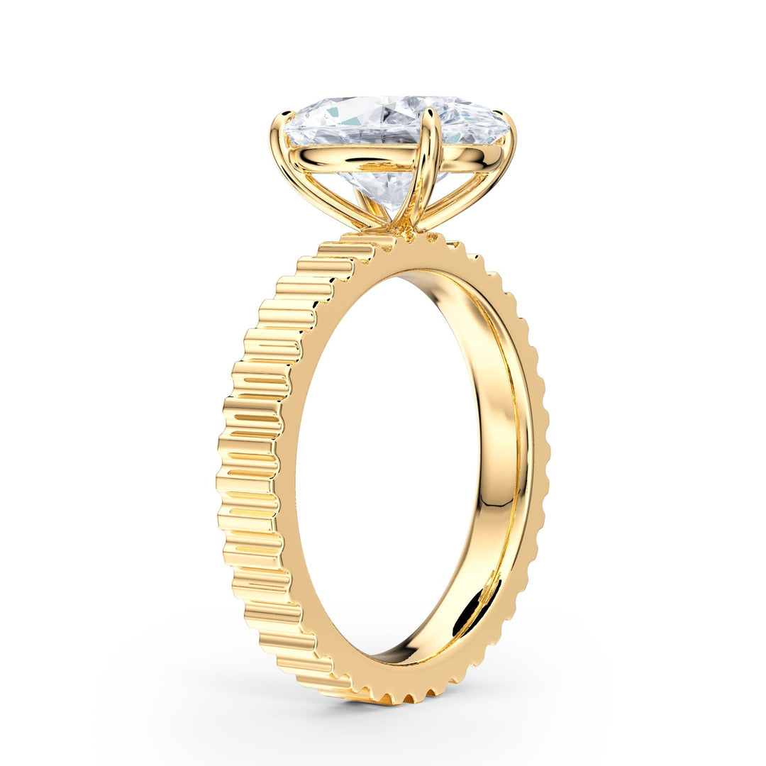 Fluted Band Oval Diamond Engagement Ring - R1210 in Ring by 18 KARATS INC.