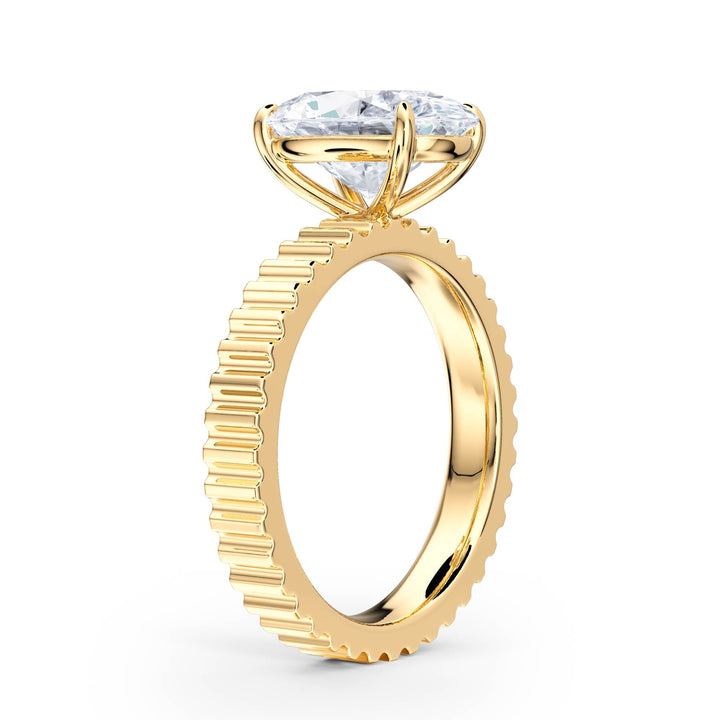Fluted Band Oval Diamond Engagement Ring - R1210 in Ring by 18 KARATS INC.