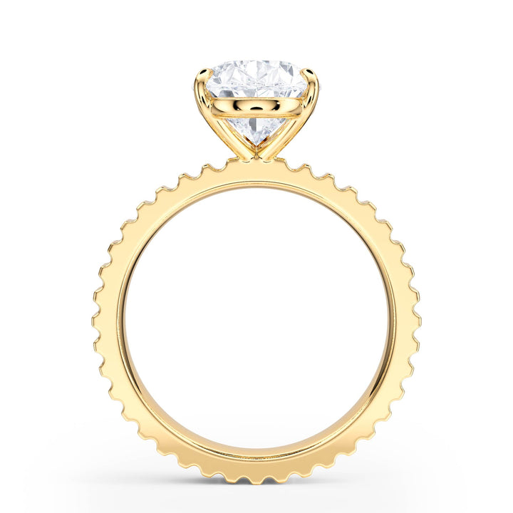Fluted Band Pear Diamond Engagement Ring - R1209 in Ring by 18 KARATS INC.
