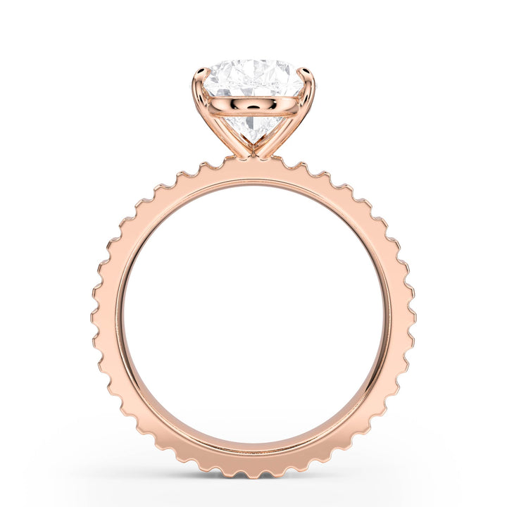 Fluted Band Pear Diamond Engagement Ring - R1209 in Ring by 18 KARATS INC.