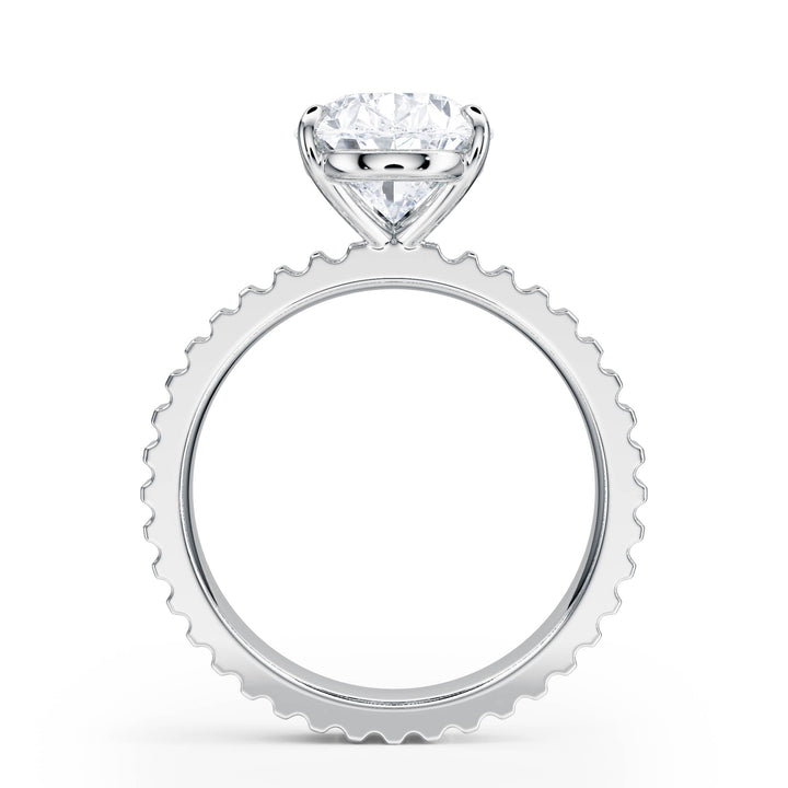 Fluted Band Pear Diamond Engagement Ring - R1209 in Ring by 18 KARATS INC.