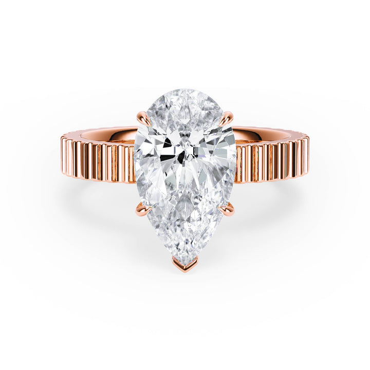Fluted Band Pear Diamond Engagement Ring - R1209 in Ring by 18 KARATS INC.