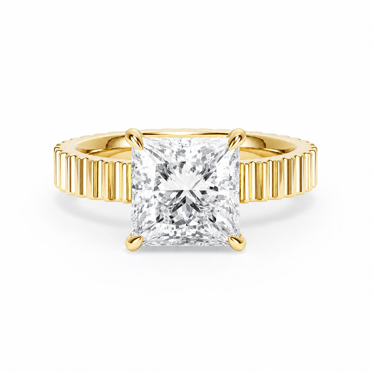 Fluted Band Princess Diamond Engagement Ring in Ring by 18 KARATS INC.