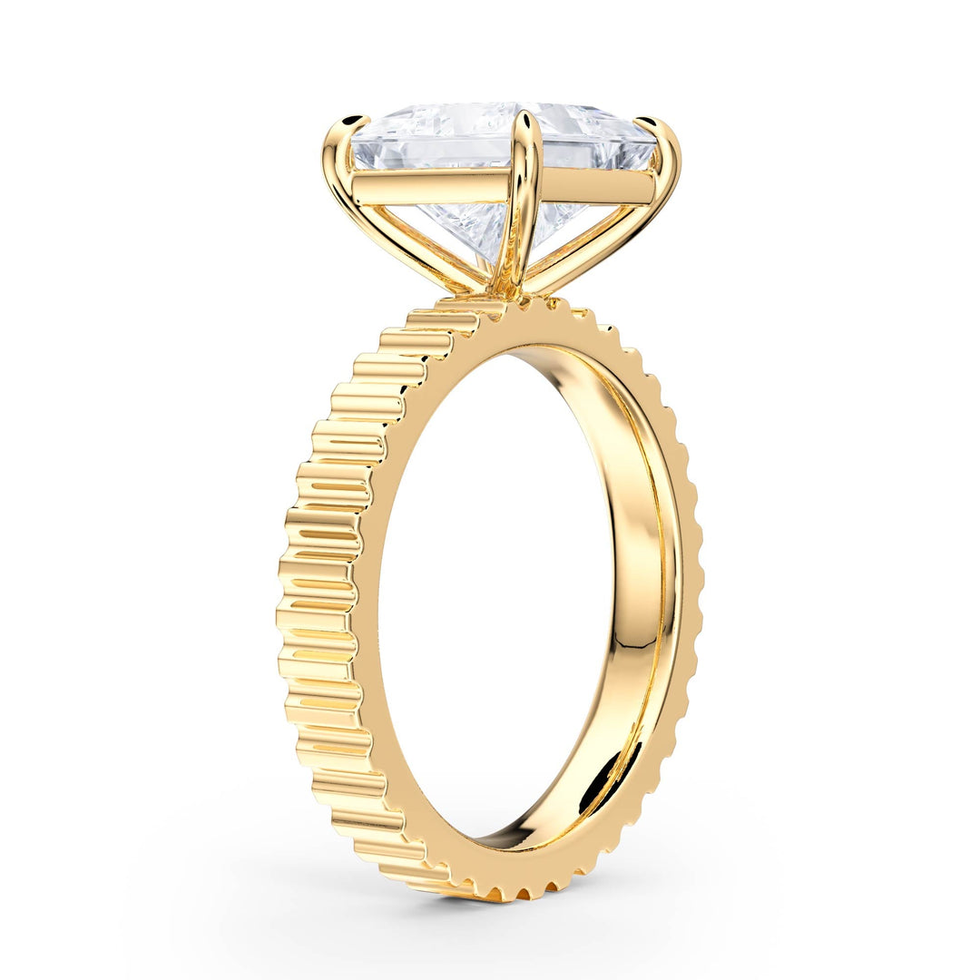 Fluted Band Princess Diamond Engagement Ring - R1208 in Ring by 18 KARATS INC.