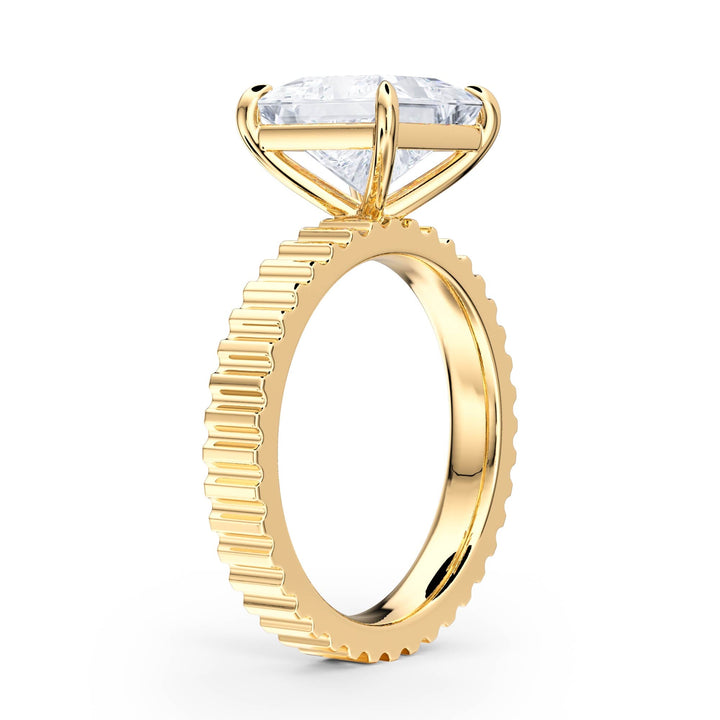 Fluted Band Princess Diamond Engagement Ring - R1208 in Ring by 18 KARATS INC.