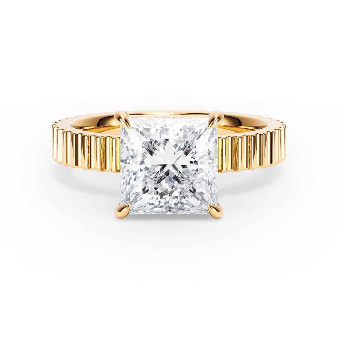 Fluted Band Princess Diamond Engagement Ring - R1208 in Ring by 18 KARATS INC.
