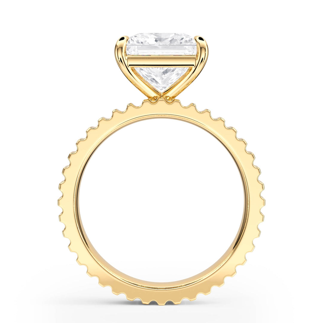 Fluted Band Princess Diamond Engagement Ring - R1208 in Ring by 18 KARATS INC.