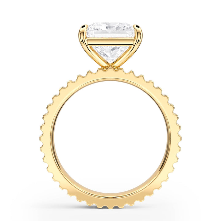Fluted Band Princess Diamond Engagement Ring - R1208 in Ring by 18 KARATS INC.