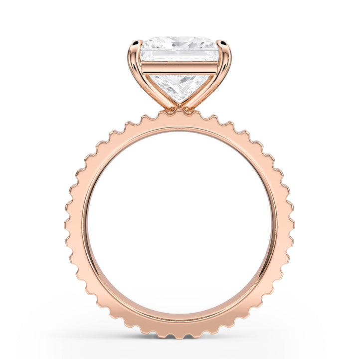 Fluted Band Princess Diamond Engagement Ring - R1208 in Ring by 18 KARATS INC.