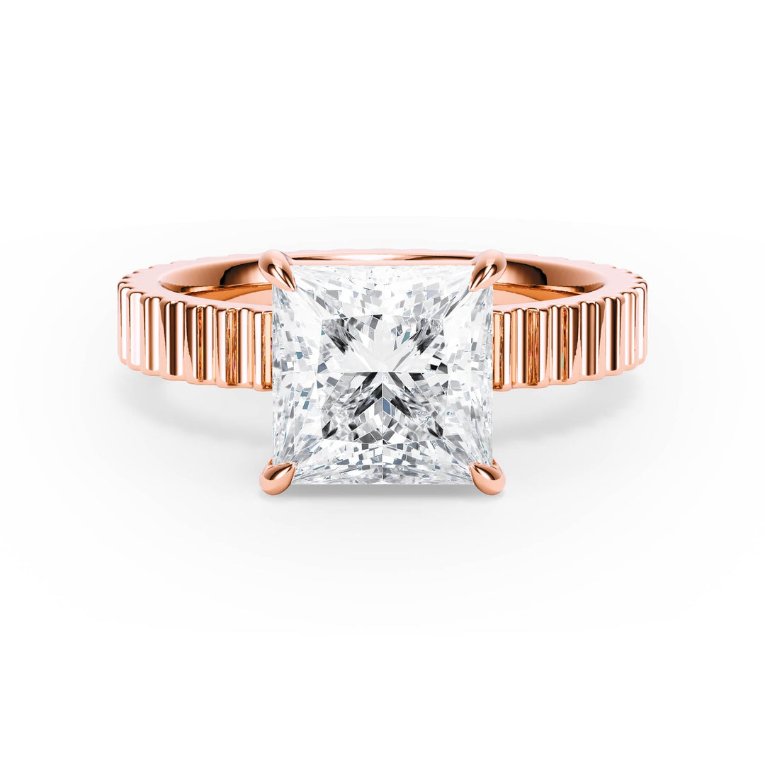 Fluted Band Princess Diamond Engagement Ring - R1208 in Ring by 18 KARATS INC.