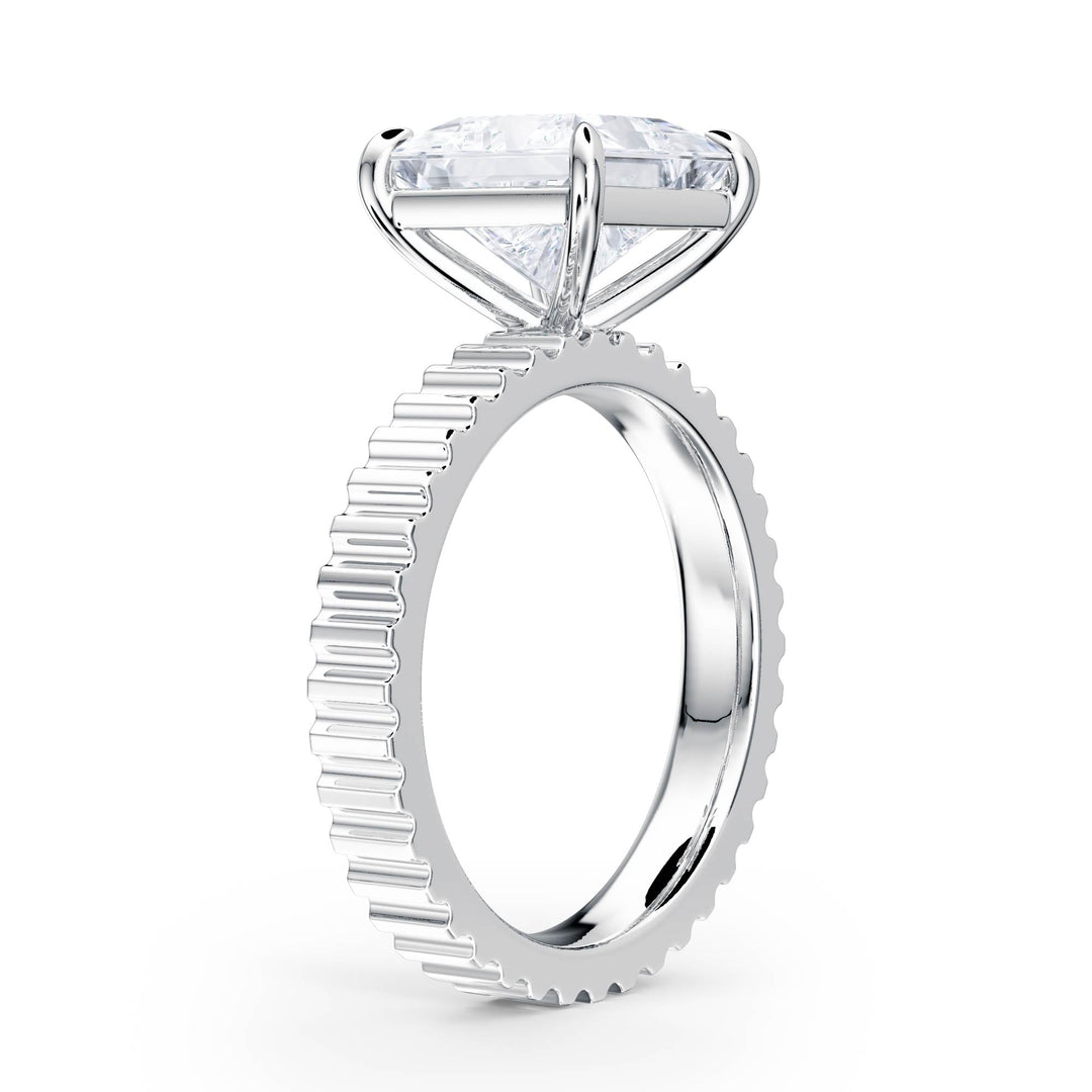 Fluted Band Princess Diamond Engagement Ring - R1208 in Ring by 18 KARATS INC.