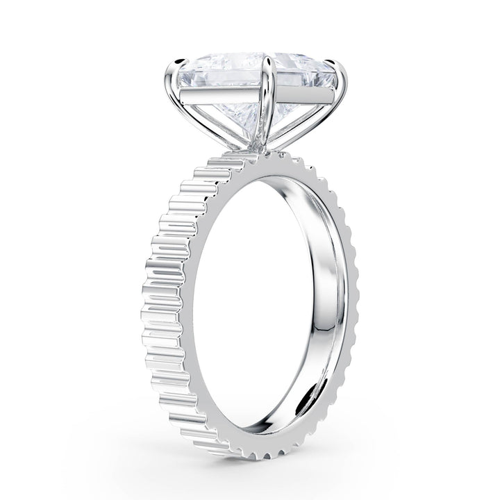 Fluted Band Princess Diamond Engagement Ring - R1208 in Ring by 18 KARATS INC.
