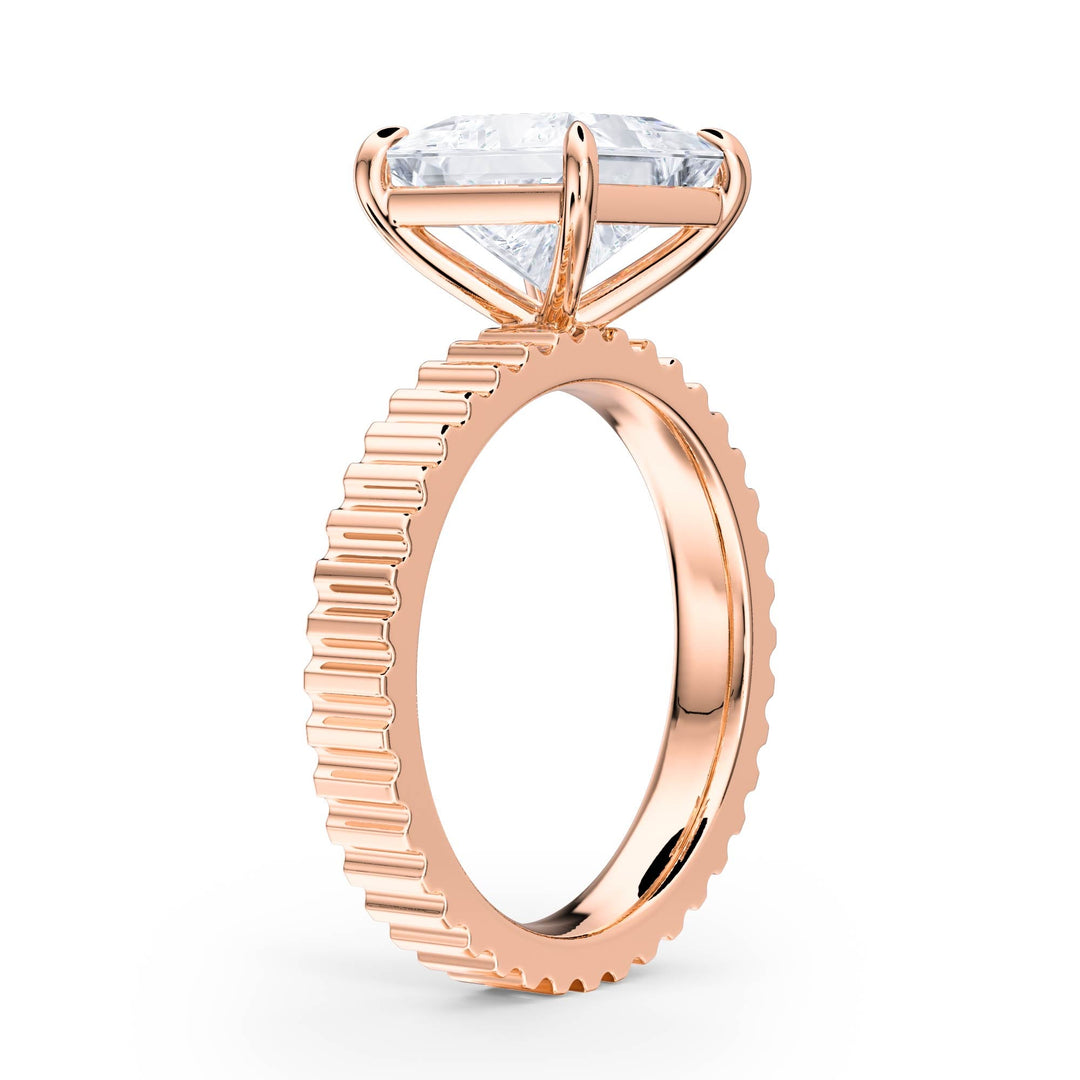 Fluted Band Princess Diamond Engagement Ring - R1208 in Ring by 18 KARATS INC.