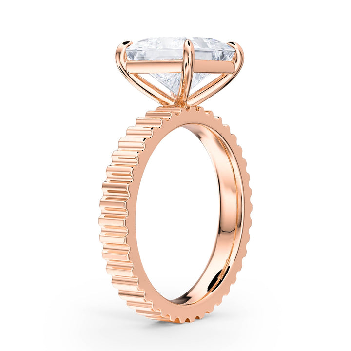 Fluted Band Princess Diamond Engagement Ring - R1208 in Ring by 18 KARATS INC.