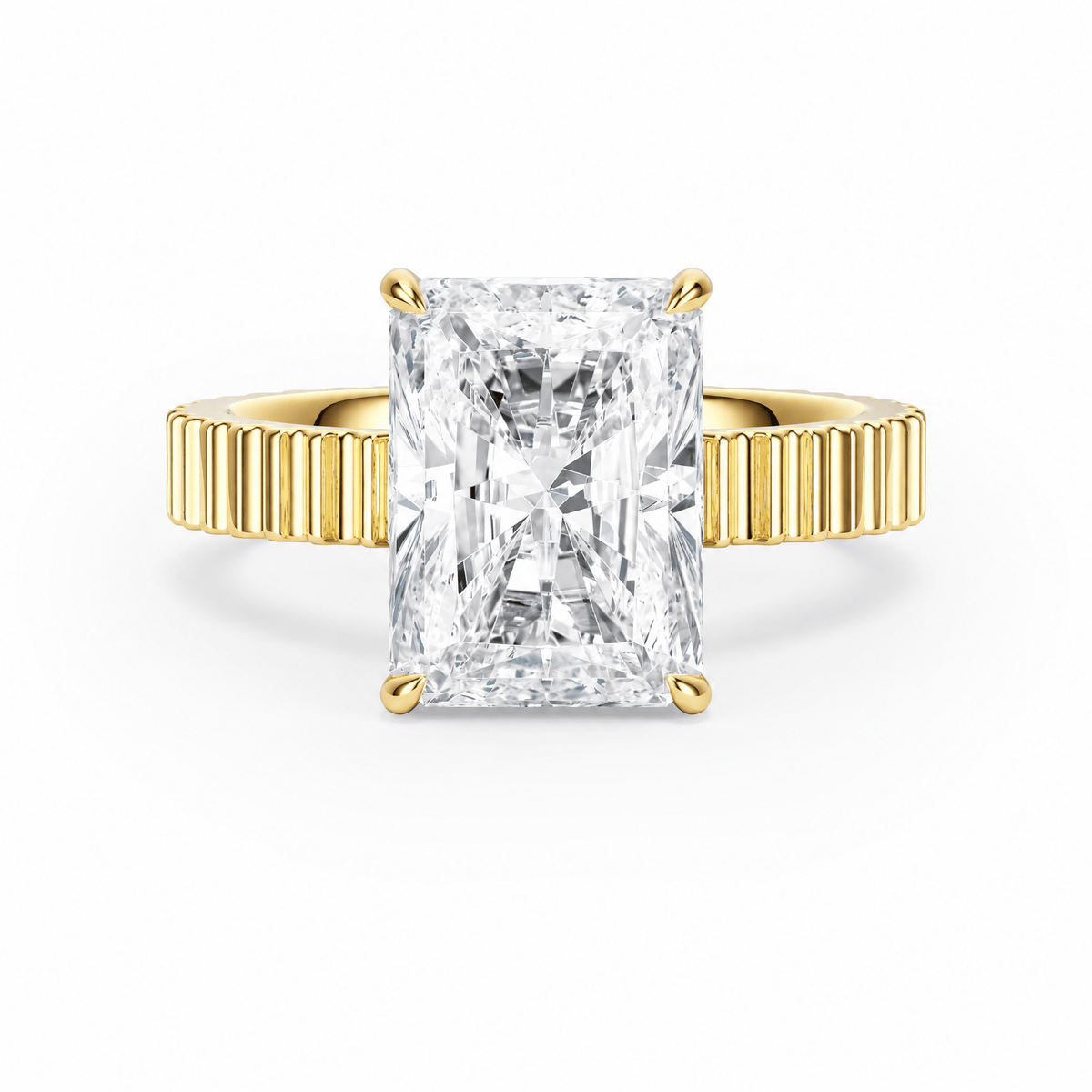 Fluted Band Radiant Diamond Engagement Ring in Ring by 18 KARATS INC.