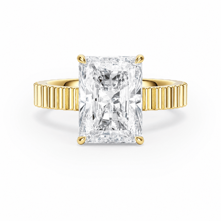 Fluted Band Radiant Diamond Engagement Ring in Ring by 18 KARATS INC.