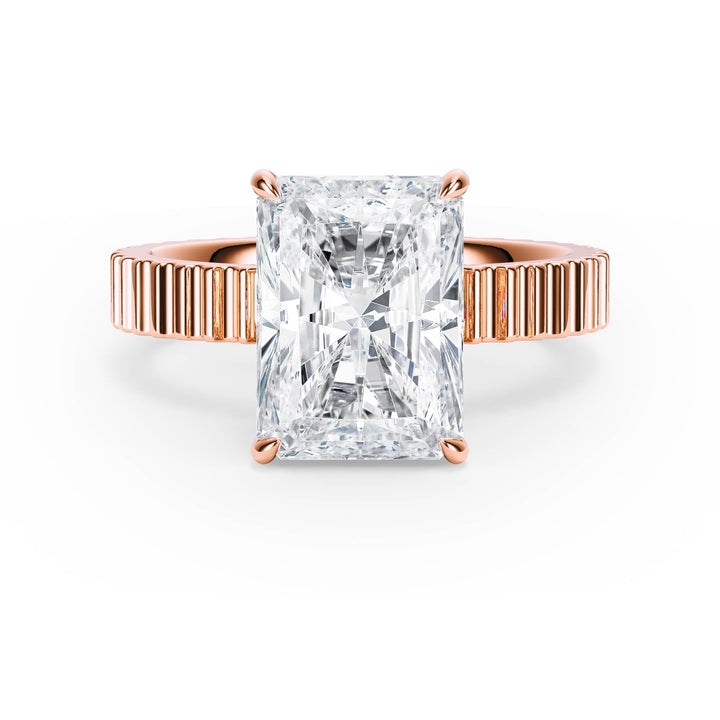 Fluted Band Radiant Diamond Engagement Ring - R1207 in Ring by 18 KARATS INC.
