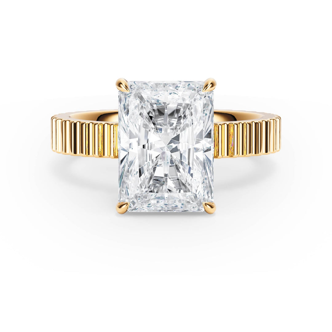 Fluted Band Radiant Diamond Engagement Ring - R1207 in Ring by 18 KARATS INC.