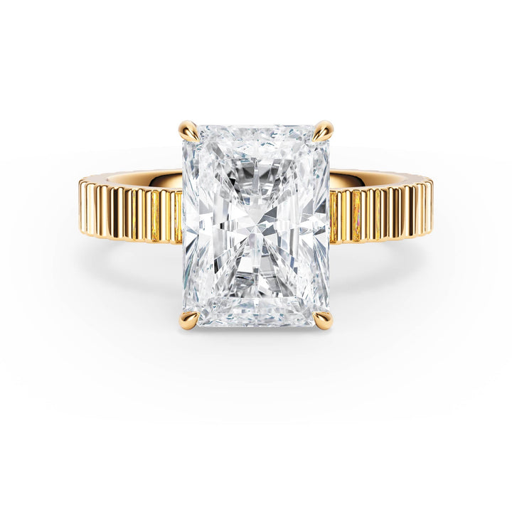 Fluted Band Radiant Diamond Engagement Ring - R1207 in Ring by 18 KARATS INC.
