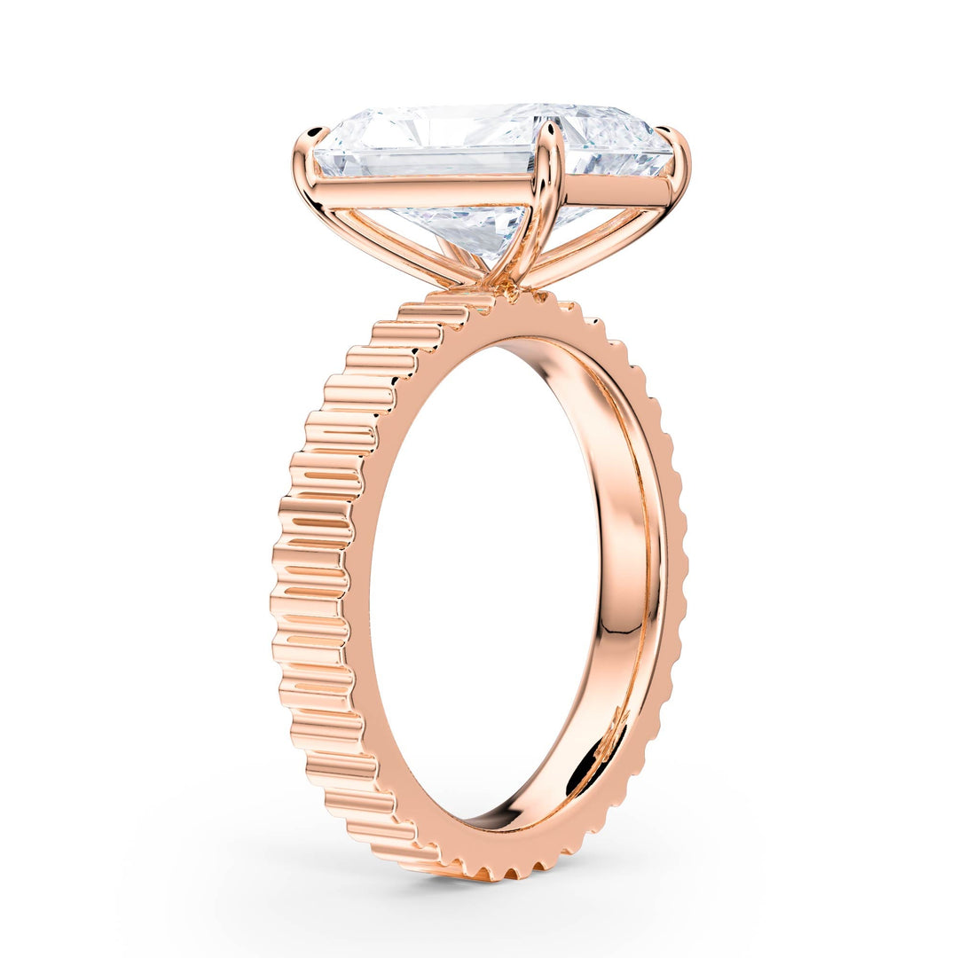 Fluted Band Radiant Diamond Engagement Ring - R1207 in Ring by 18 KARATS INC.