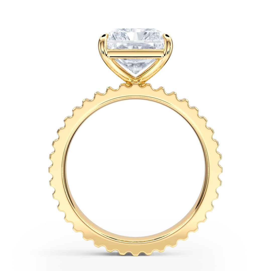 Fluted Band Radiant Diamond Engagement Ring - R1207 in Ring by 18 KARATS INC.