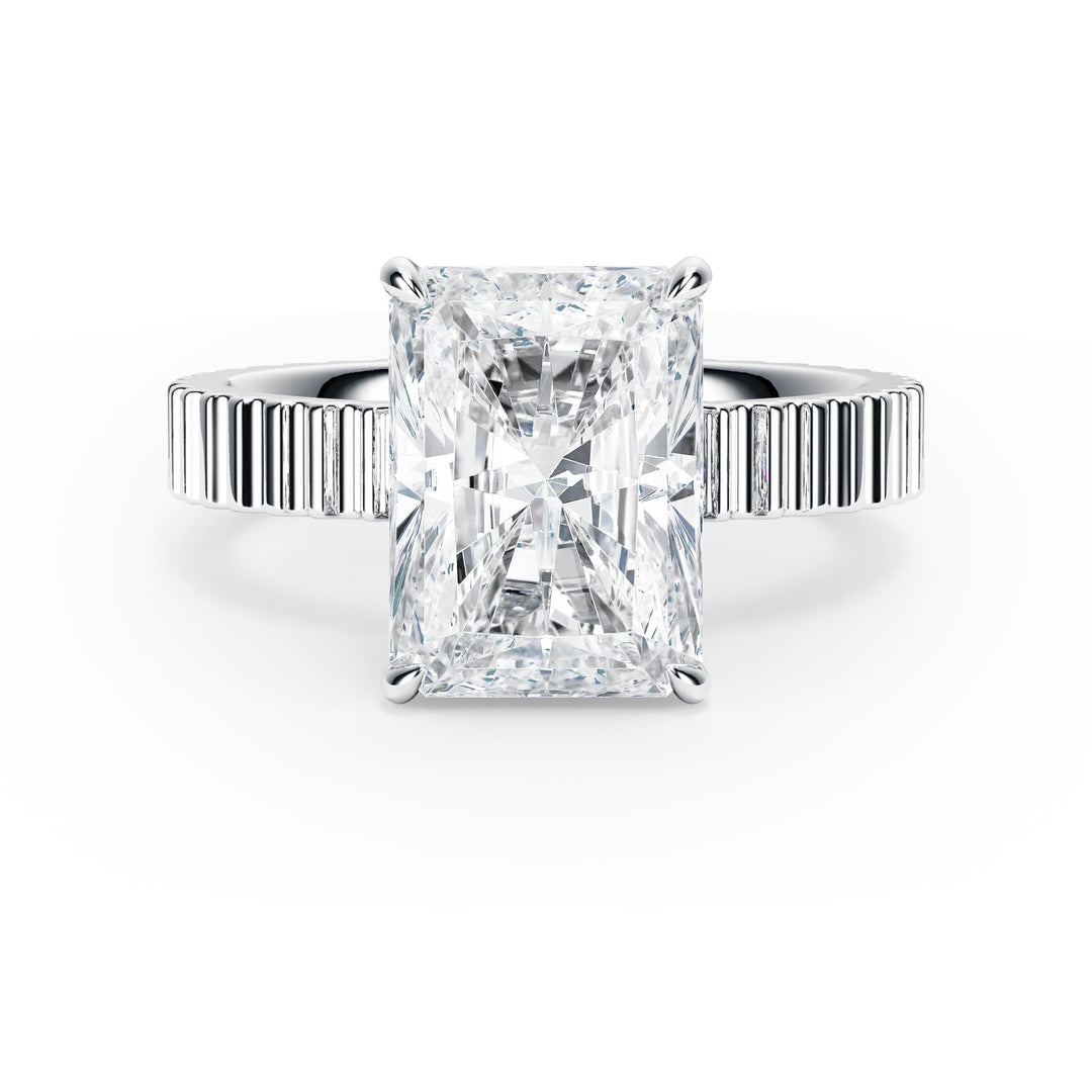 Fluted Band Radiant Diamond Engagement Ring - R1207 in Ring by 18 KARATS INC.