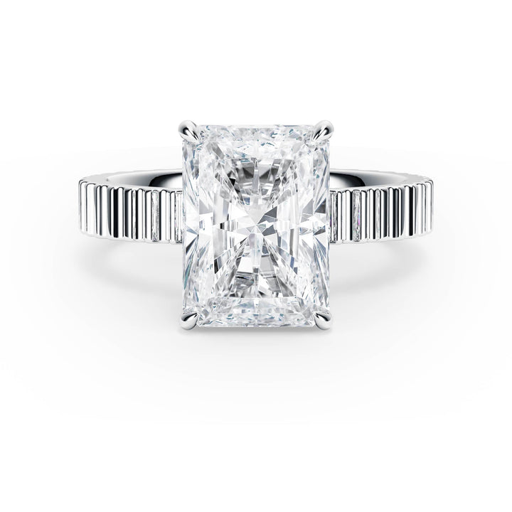 Fluted Band Radiant Diamond Engagement Ring - R1207 in Ring by 18 KARATS INC.