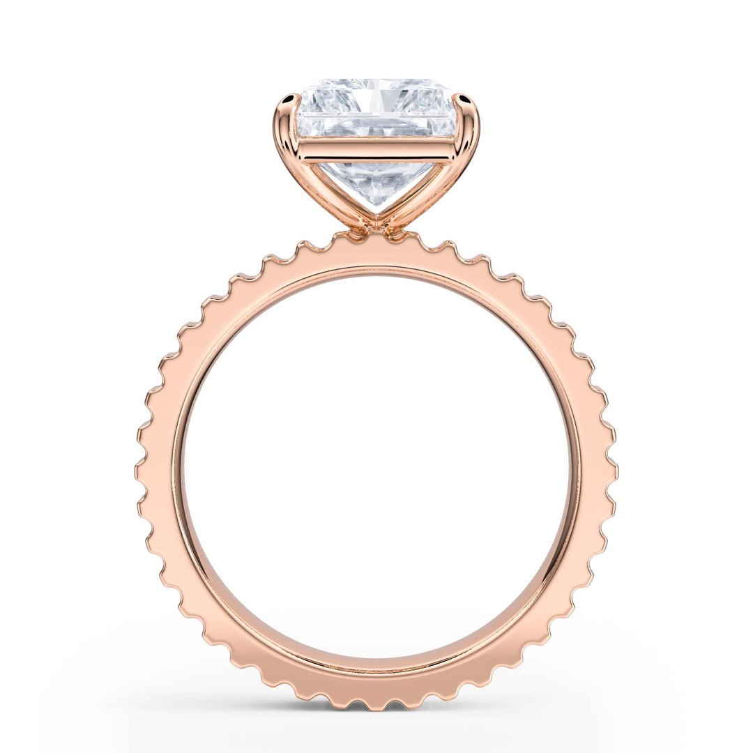 Fluted Band Radiant Diamond Engagement Ring - R1207 in Ring by 18 KARATS INC.