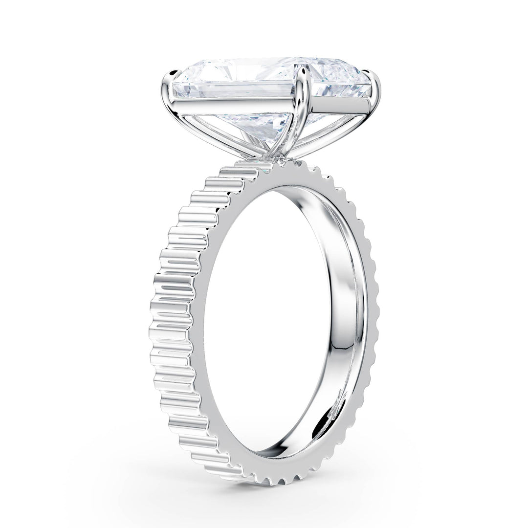 Fluted Band Radiant Diamond Engagement Ring - R1207 in Ring by 18 KARATS INC.