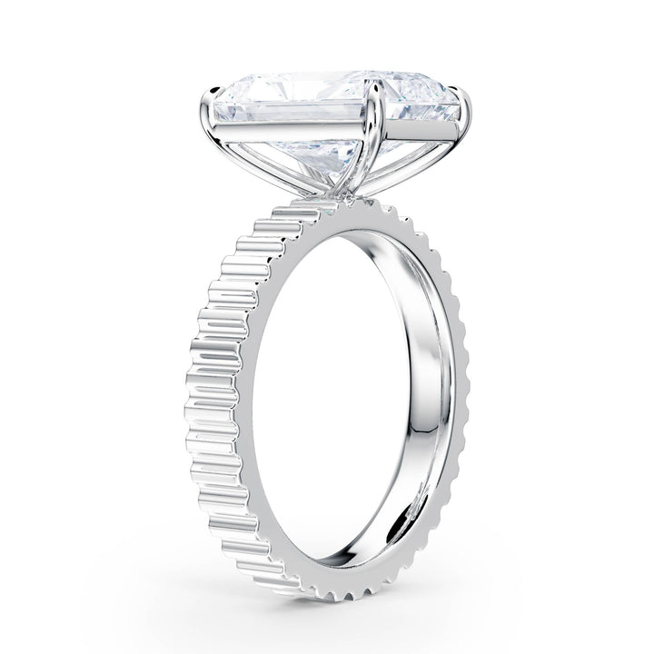 Fluted Band Radiant Diamond Engagement Ring - R1207 in Ring by 18 KARATS INC.