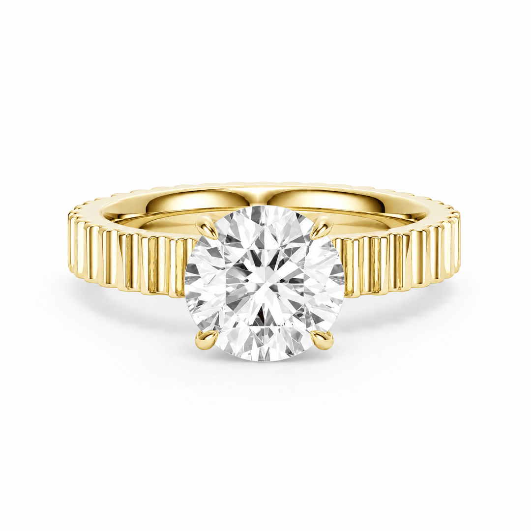 Fluted Band Round Diamond Engagement Ring in Ring by 18 KARATS INC.