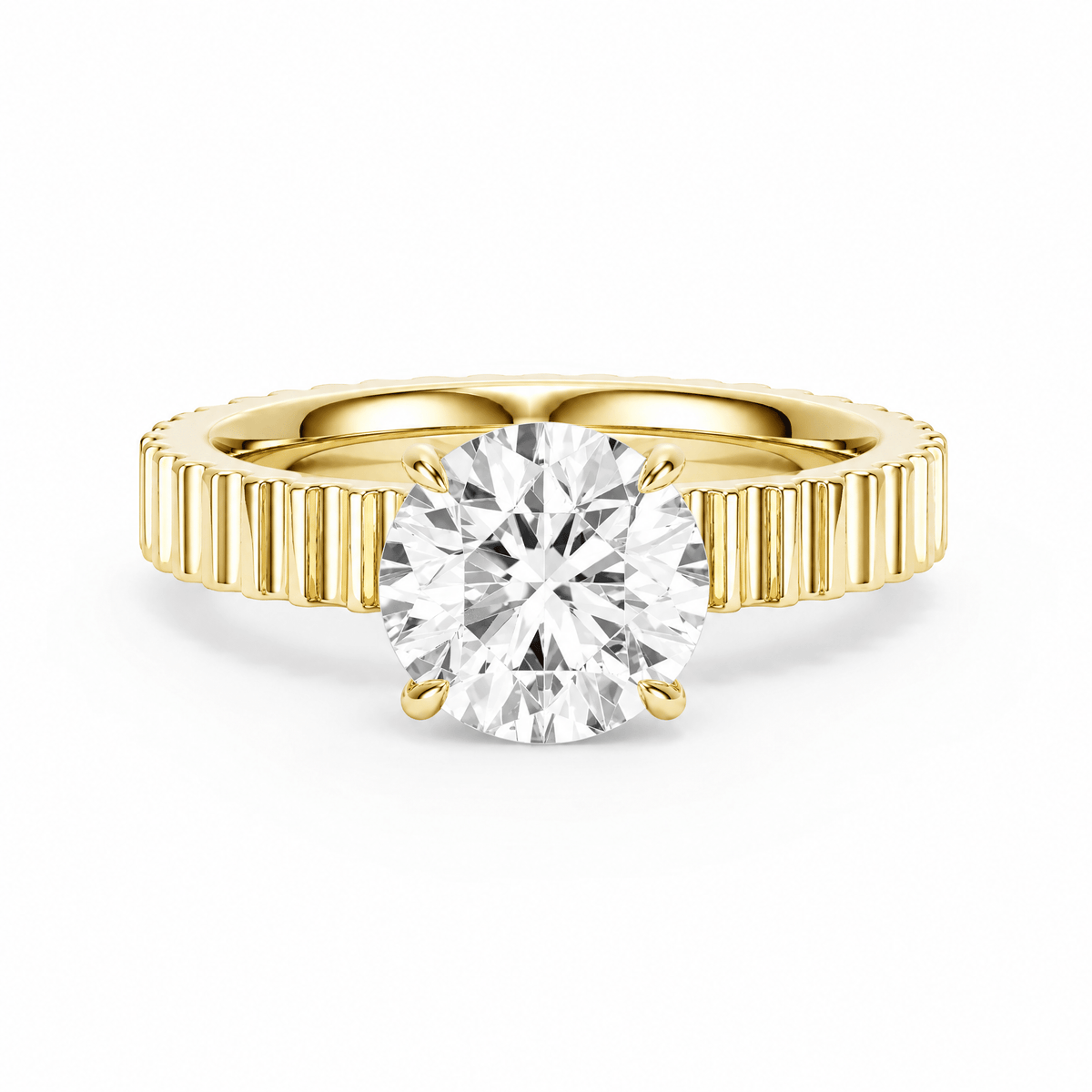 Fluted Band Round Diamond Engagement Ring in Ring by 18 KARATS INC.