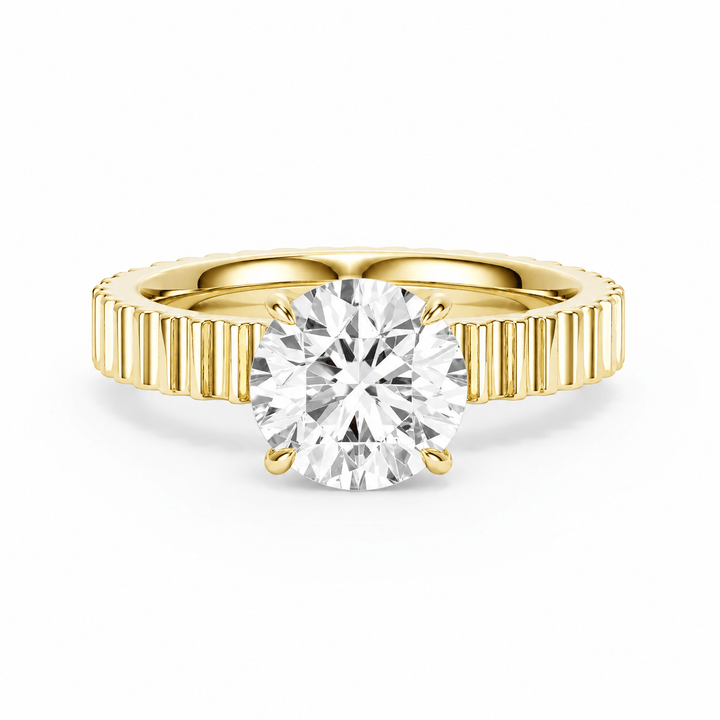 Fluted Band Round Diamond Engagement Ring in Ring by 18 KARATS INC.