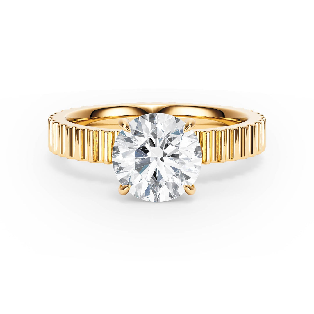 Fluted Band Round Diamond Engagement Ring - R1206 in Ring by 18 KARATS INC.