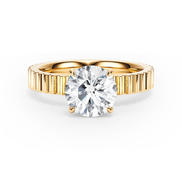 Fluted Band Round Diamond Engagement Ring - R1206 in Ring by 18 KARATS INC.