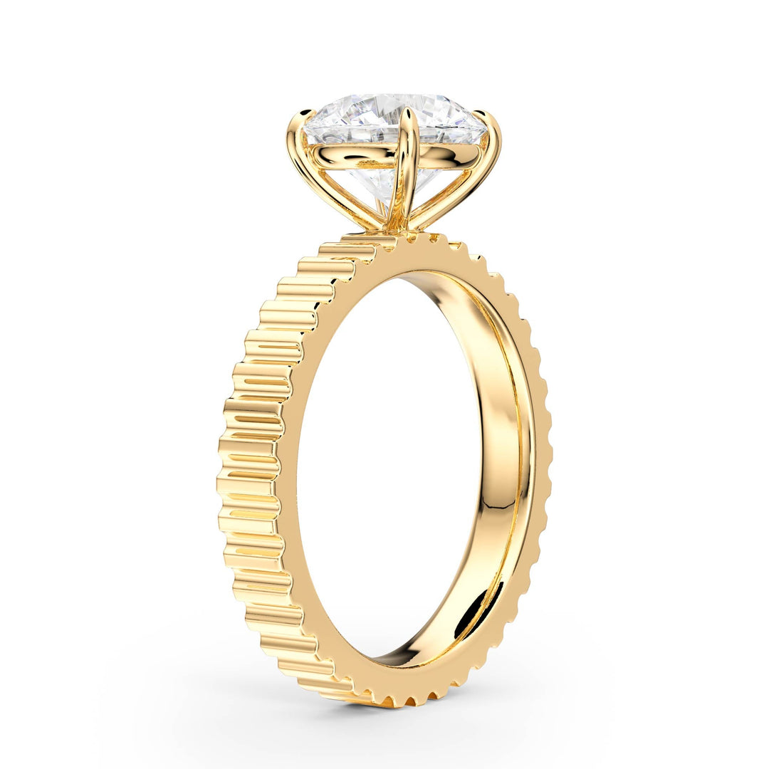 Fluted Band Round Diamond Engagement Ring - R1206 in Ring by 18 KARATS INC.